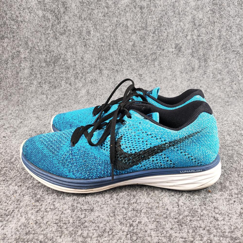 Nike Flyknit Lunar 3 Shoes Mens Size 8 Blue Knit Running Sneakers 698181-401